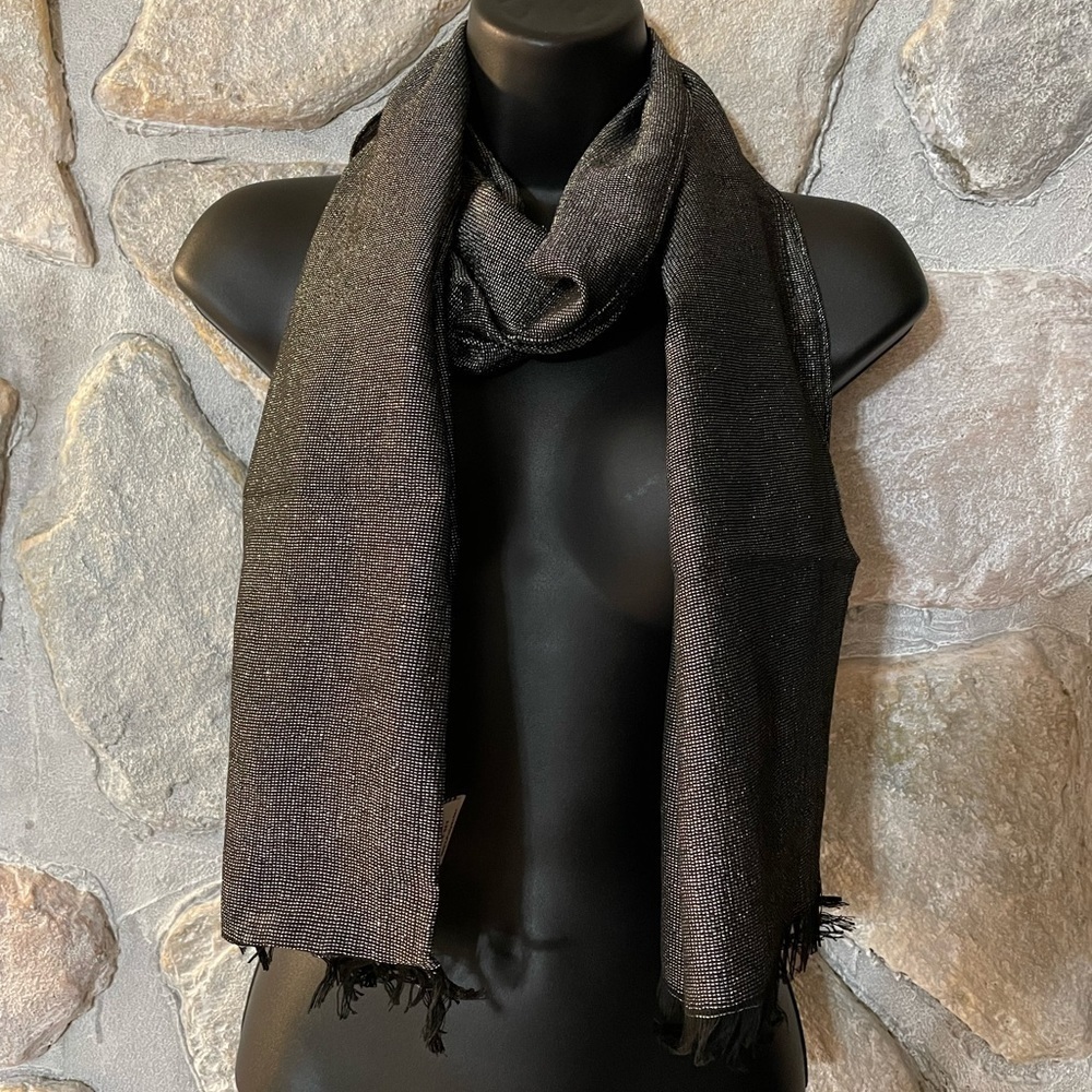 Black & Silver Sparkly Sheer Scarf NWOT